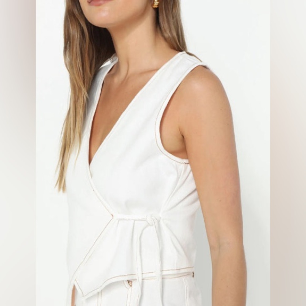 Madison White Wrap Tank Top